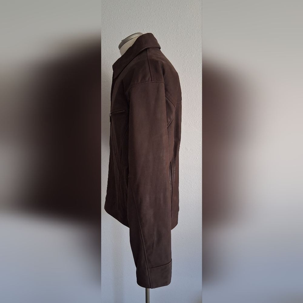Men's Towne By London Fog Stylish Brown Leather Jacket - Picture 4 of 10